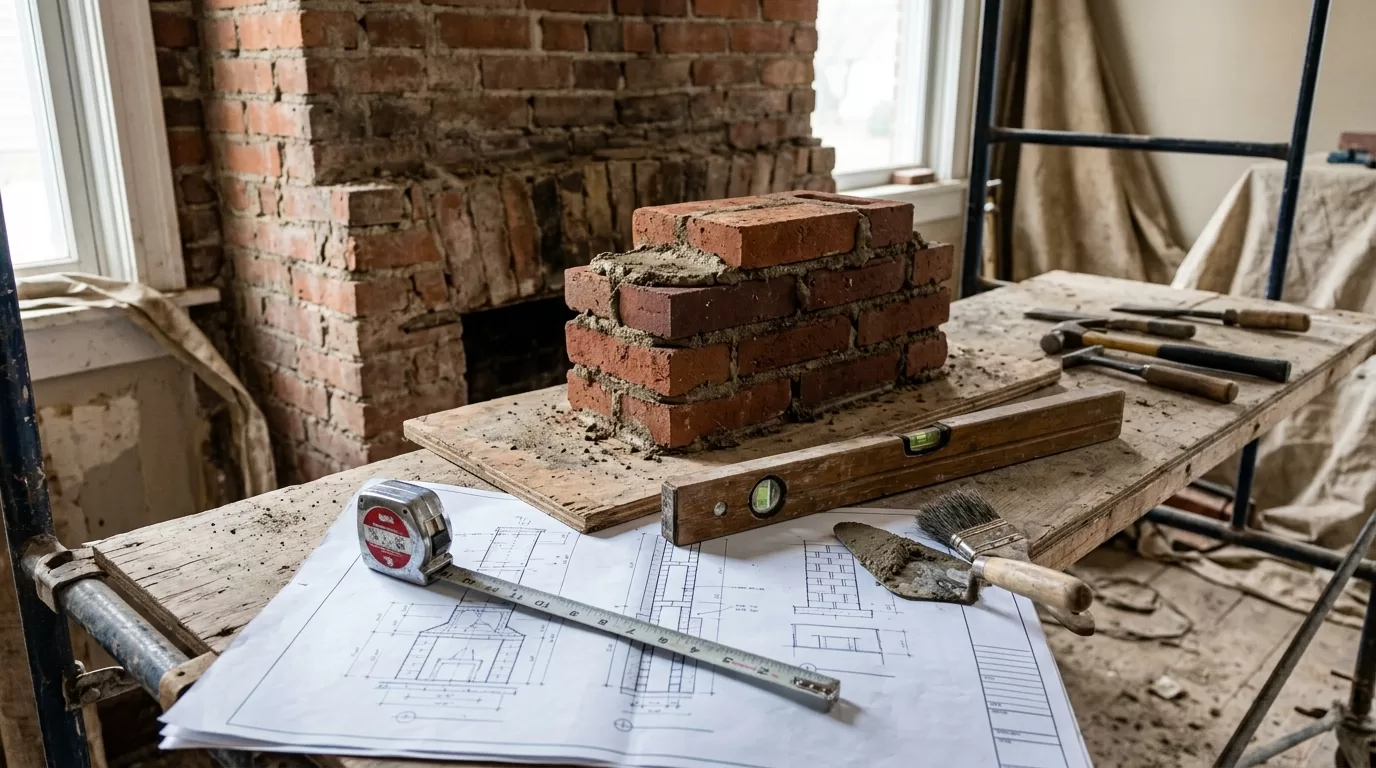 Chimney rebuilding editorial chimney service tools and fireplace inspection setup
