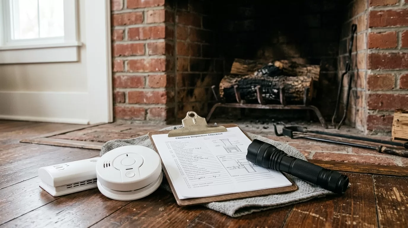 Chimney safety inspection editorial chimney service tools and fireplace inspection setup